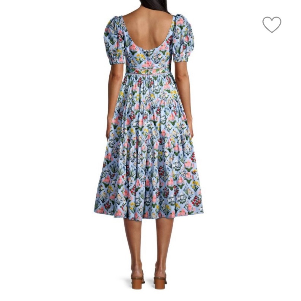 NWOT Agua Bendita Palmera Magdalena Day Midi Dress Floral Dia small reg $1195 - Picture 2 of 9